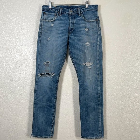 Polo Ralph Lauren Sullivan Slim Button Fly Distressed Jeans Men's Size 32x30 - Picture 4 of 14